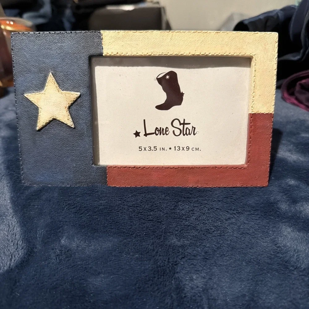 Vtg Red White Blue Texas Flag Cowboy Picture Frame For 5x3.5 Photograph Pictures